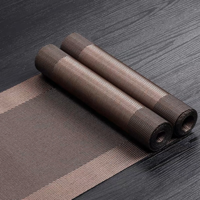 Stolni runner za čajnu ceremoniju, Zen inspiriran, Novi kineski stil, prugasti uzorak, PVC površina, smjesa poliestera 70%/30%