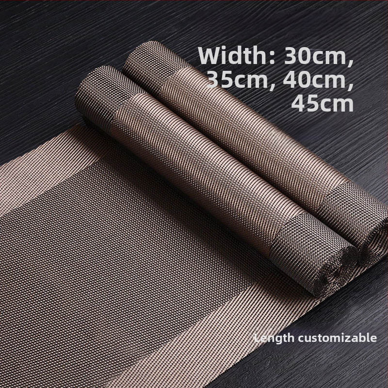 Stolni runner za čajnu ceremoniju, Zen inspiriran, Novi kineski stil, prugasti uzorak, PVC površina, smjesa poliestera 70%/30%