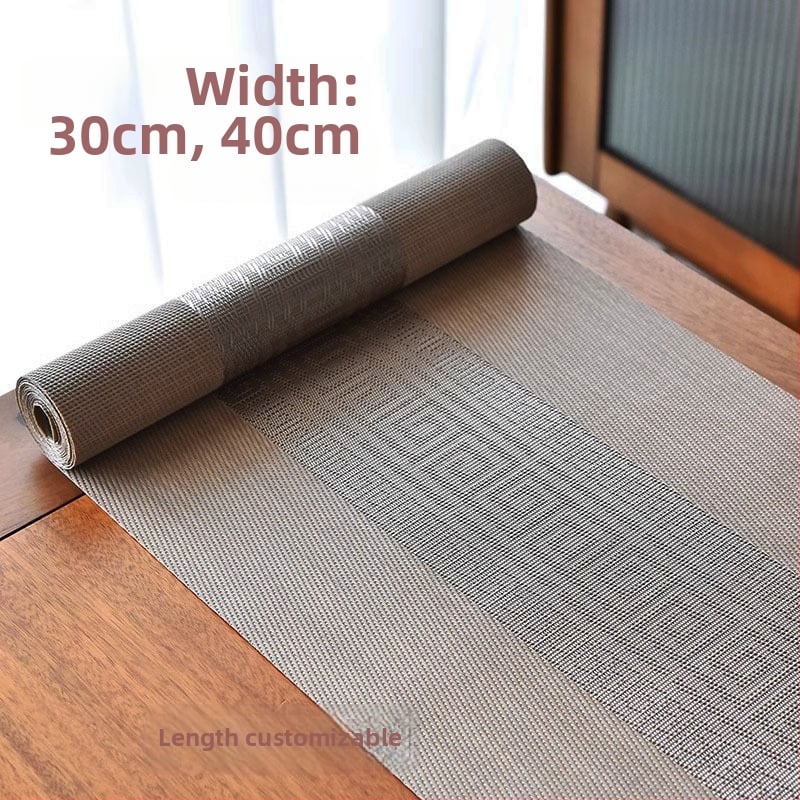 Stolni runner za čajnu ceremoniju, Zen inspiriran, Novi kineski stil, prugasti uzorak, PVC površina, smjesa poliestera 70%/30%