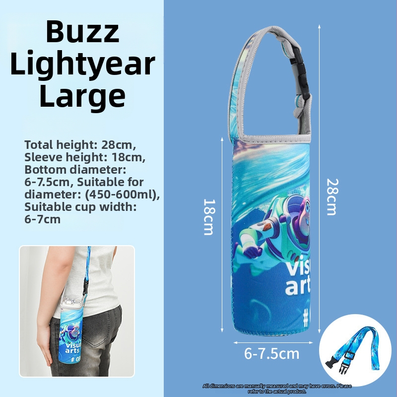 Bērnu krustveida termosa vāciņš ar universālo siksnu, ūdens pudeles aizsargājošā soma, kritiena drošība (Zīmols: Friendly; Materiāls: Audums; Stils: Radošums; Kvalitāte: Kvalificēts produkts)