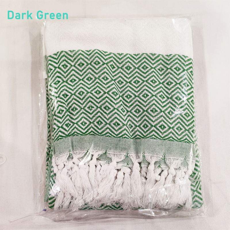 Turku kokvilnas dvieļu sega ar dimantu režģa jacquard rakstu, 400–500 g, 21s diegs, pielāgota apstrāde