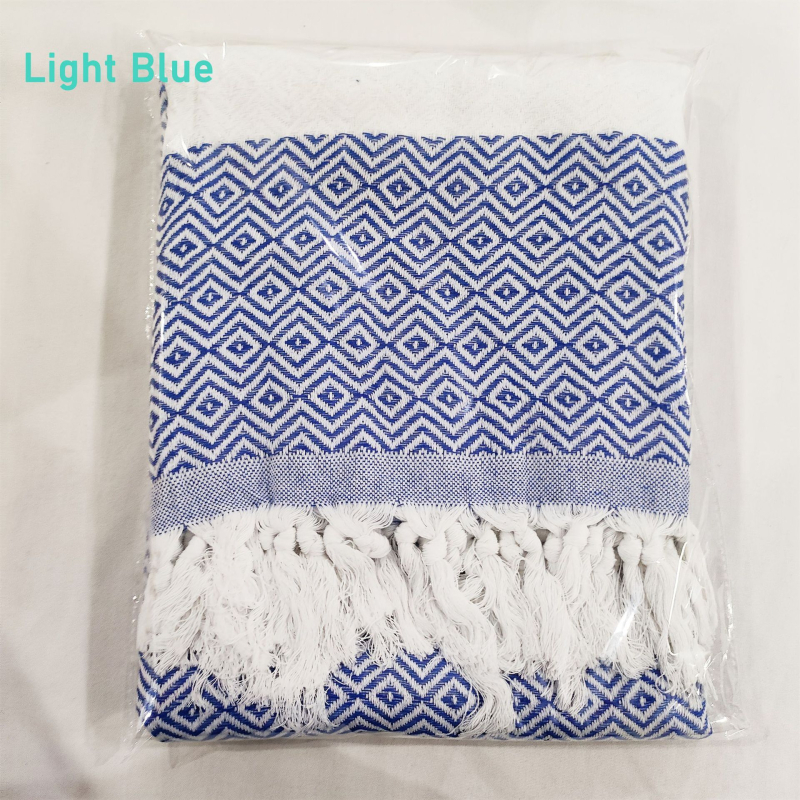 Turku kokvilnas dvieļu sega ar dimantu režģa jacquard rakstu, 400–500 g, 21s diegs, pielāgota apstrāde