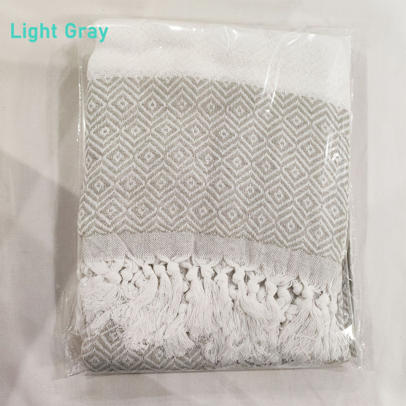 Turku kokvilnas dvieļu sega ar dimantu režģa jacquard rakstu, 400–500 g, 21s diegs, pielāgota apstrāde