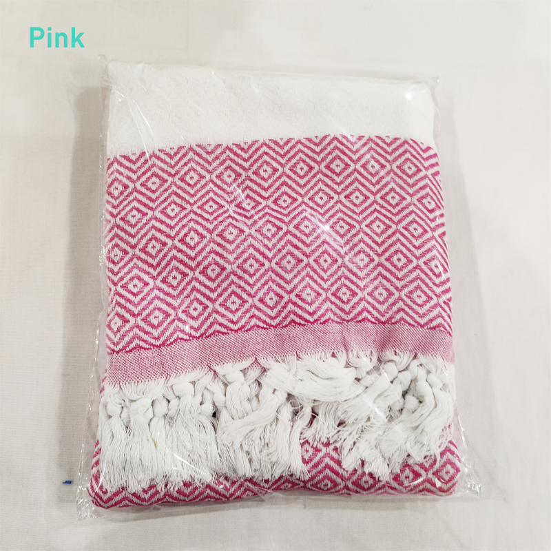 Turku kokvilnas dvieļu sega ar dimantu režģa jacquard rakstu, 400–500 g, 21s diegs, pielāgota apstrāde