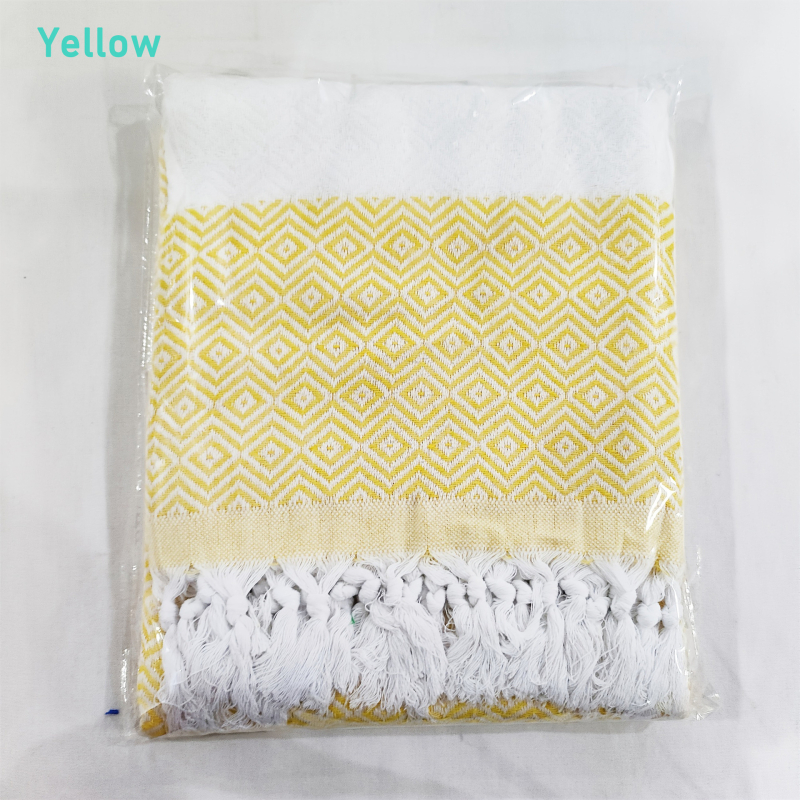 Turku kokvilnas dvieļu sega ar dimantu režģa jacquard rakstu, 400–500 g, 21s diegs, pielāgota apstrāde