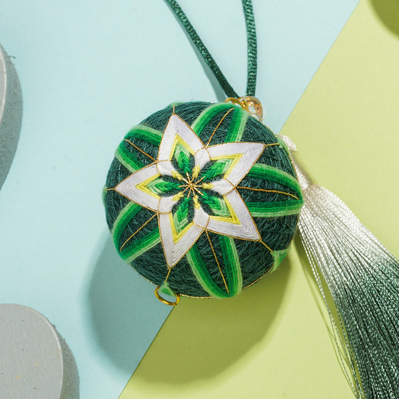DIY set Temari kugle za šivanje — privjesak za ključeve i vrećica s talismanom za mir, poklon dečku