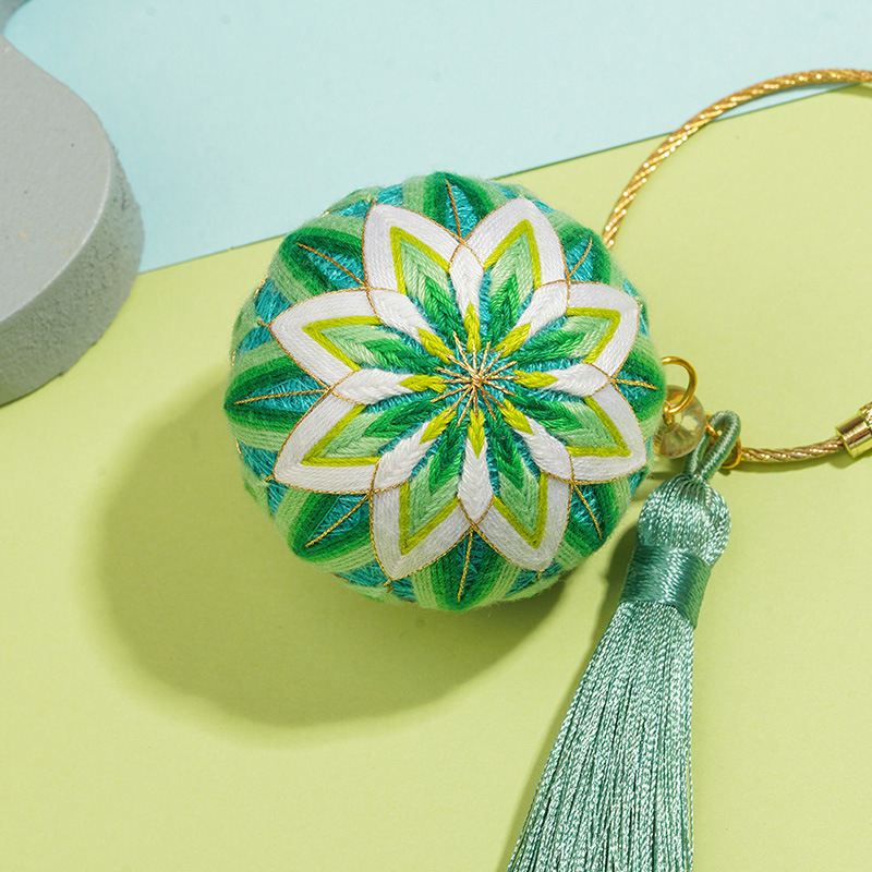DIY set Temari kugle za šivanje — privjesak za ključeve i vrećica s talismanom za mir, poklon dečku