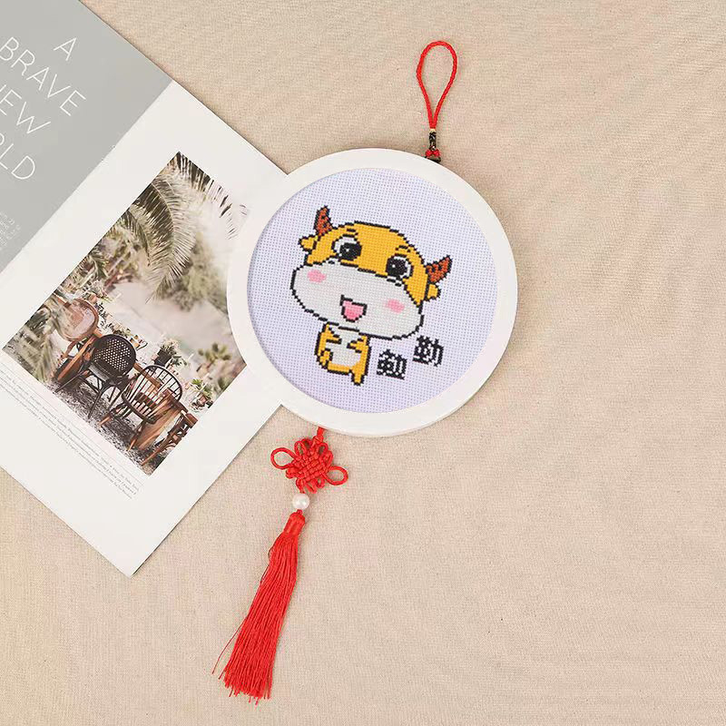 Krusta šūšanas komplekts - Karikatūras motīvs uz lina auduma, 11CT, mūsdienīgs minimālisma dizains