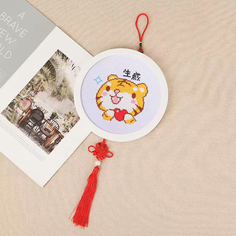 Krusta šūšanas komplekts - Karikatūras motīvs uz lina auduma, 11CT, mūsdienīgs minimālisma dizains