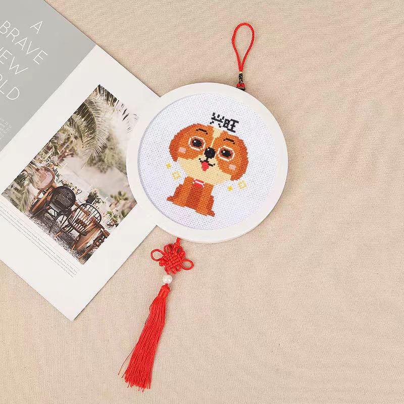 Krusta šūšanas komplekts - Karikatūras motīvs uz lina auduma, 11CT, mūsdienīgs minimālisma dizains