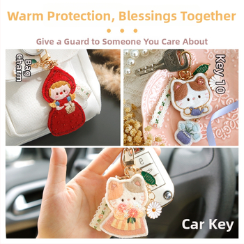 Atslēgu piekariņš adīšanas komplekts — lins, karikatūra/Anime motīvs, krustdūruma izšūšana, auduma izšuvums