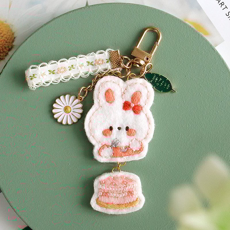 Atslēgu piekariņš adīšanas komplekts — lins, karikatūra/Anime motīvs, krustdūruma izšūšana, auduma izšuvums