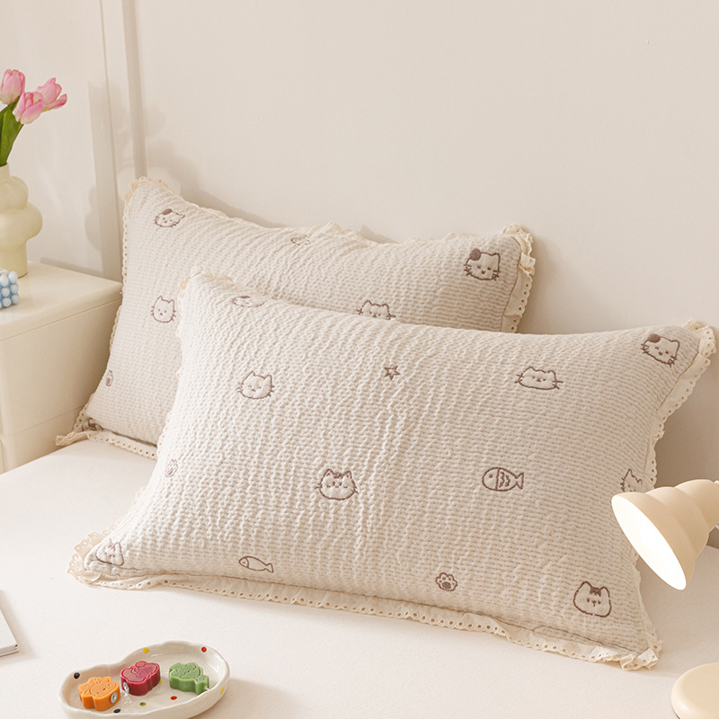 Povlaka za jastuke od 100% pamuka s jacquard uzorkom, stil Korejska princeza, dva komada, 48×74 cm
