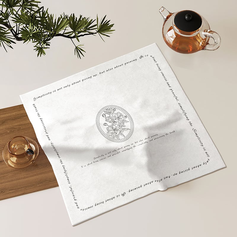 Tēju paliktņa pārsegs, kvadrātiskas formas, zīda ziedu raksts, universāls stils, dzīvojamā istaba