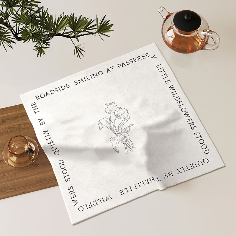 Tēju paliktņa pārsegs, kvadrātiskas formas, zīda ziedu raksts, universāls stils, dzīvojamā istaba