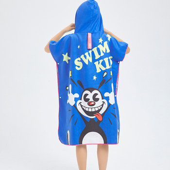 Bērnu kapuci mikrofibra dvielis ar druku, ātri žūst, mīksts un ērts; 85% poliesters, paved 150D, GSM 200–300, drukāšana, personalizēta apstrāde