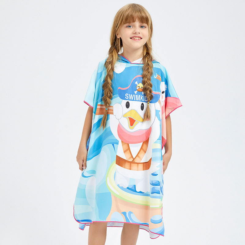 Bērnu kapuci mikrofibra dvielis ar druku, ātri žūst, mīksts un ērts; 85% poliesters, paved 150D, GSM 200–300, drukāšana, personalizēta apstrāde