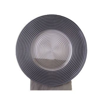 Stikla šķīvis ar Eiropas stila metāla apmali, apaļš, ar elektroplātētu virsmu, viesnīcas dekors