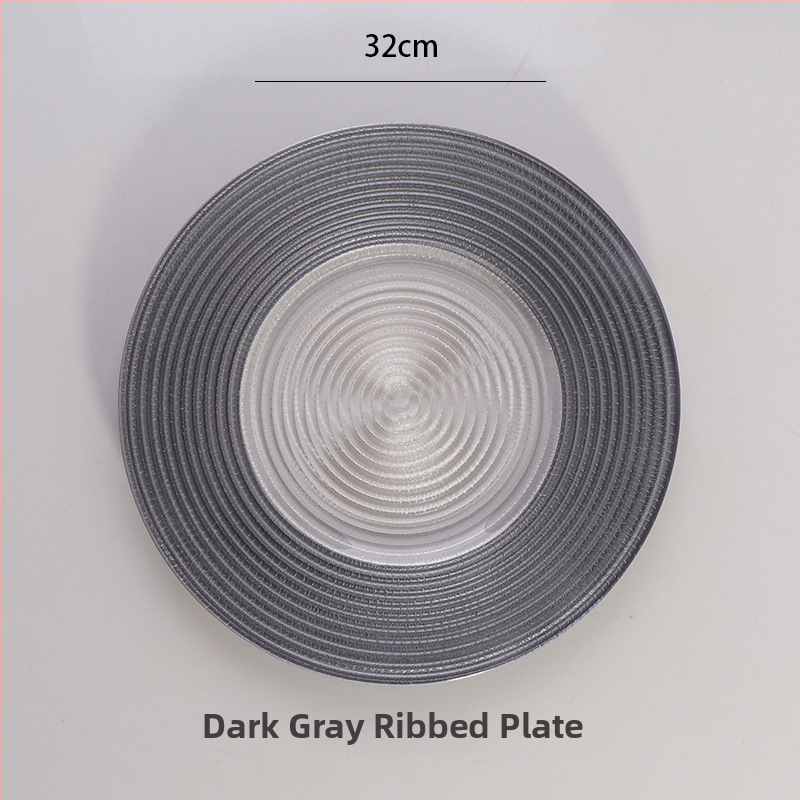 Stikla šķīvis ar Eiropas stila metāla apmali, apaļš, ar elektroplātētu virsmu, viesnīcas dekors