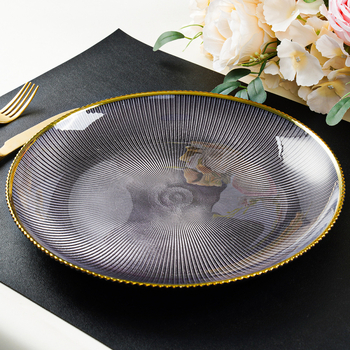 Stikla plāna bļoda, apaļas formas, virsma ar aerosolu pārklāta, mūsdienīgs minimālisma stils, pielāgošana pieejama