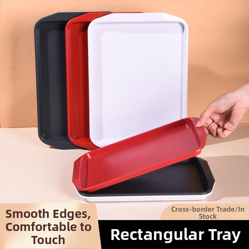 Plastmasas taisnstūra servēšanas trauks ar divām rokturēm viesnīcām un restorāniem, mūsdienīgs minimālisma stils, logotipa drukāšana (Materiāls: Plastmasa; Forma: Taisnstūris; Stils: Mūsdienīgs minimālisms; Logotipa drukāšana: Jā)