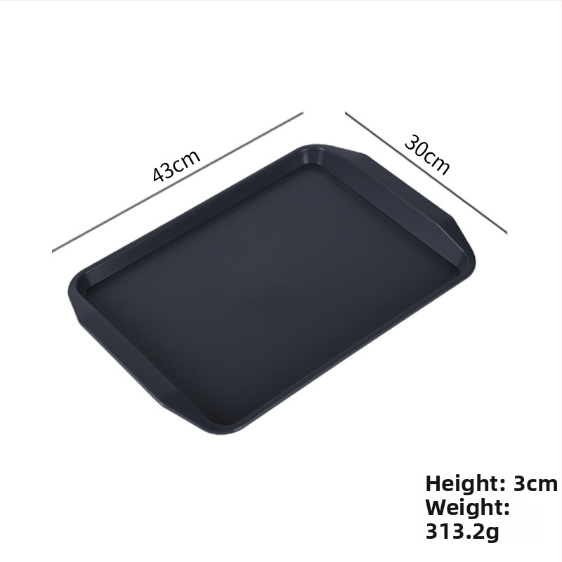 Plastmasas taisnstūra servēšanas trauks ar divām rokturēm viesnīcām un restorāniem, mūsdienīgs minimālisma stils, logotipa drukāšana (Materiāls: Plastmasa; Forma: Taisnstūris; Stils: Mūsdienīgs minimālisms; Logotipa drukāšana: Jā)