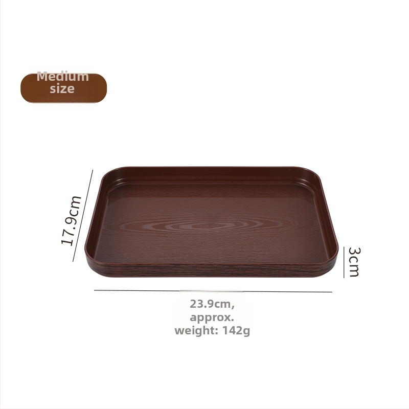 PP plastmasas servēšanas paplāte ar koksnes graudu un marmora rakstu; logotipa druka pieejama; pielāgošana; mūsdienīgs ziemeļu stils; koksnes graudu paletes sērija