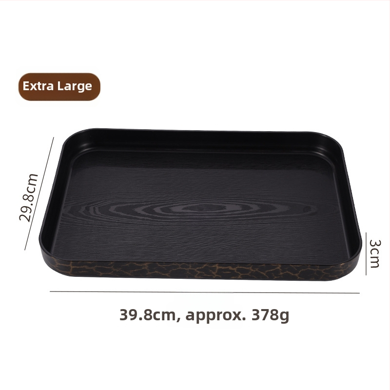 PP plastmasas servēšanas paplāte ar koksnes graudu un marmora rakstu; logotipa druka pieejama; pielāgošana; mūsdienīgs ziemeļu stils; koksnes graudu paletes sērija