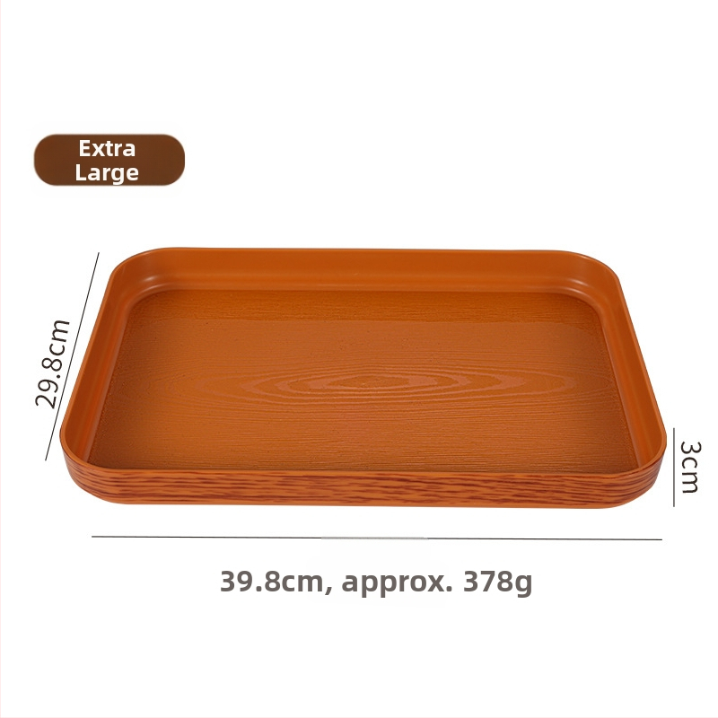 PP plastmasas servēšanas paplāte ar koksnes graudu un marmora rakstu; logotipa druka pieejama; pielāgošana; mūsdienīgs ziemeļu stils; koksnes graudu paletes sērija