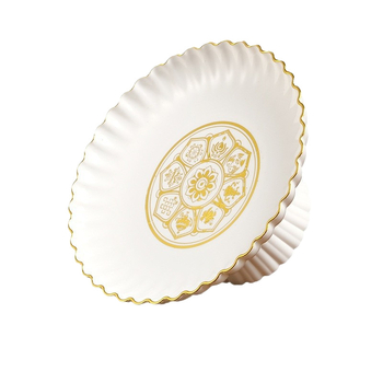 Plastmasas trauks augļiem un konfektēm ar kontūru uz mala, ķīniešu stilā, mājas lietošanai, ziedojums Budai un Bagātības Dievam