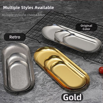 Nerūsējošā tērauda nordiskā stila servēšanas trauks ar neregulāras ovālas formas, piemērots viesnīcām, maltītei un tējai, mikroviļņu drošs