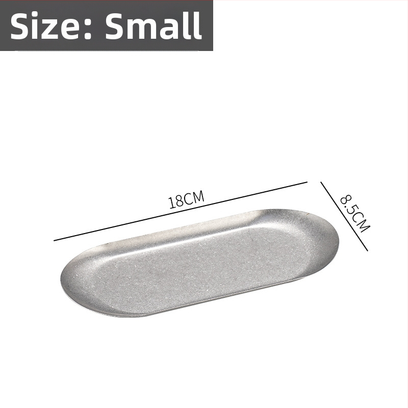 Nerūsējošā tērauda nordiskā stila servēšanas trauks ar neregulāras ovālas formas, piemērots viesnīcām, maltītei un tējai, mikroviļņu drošs