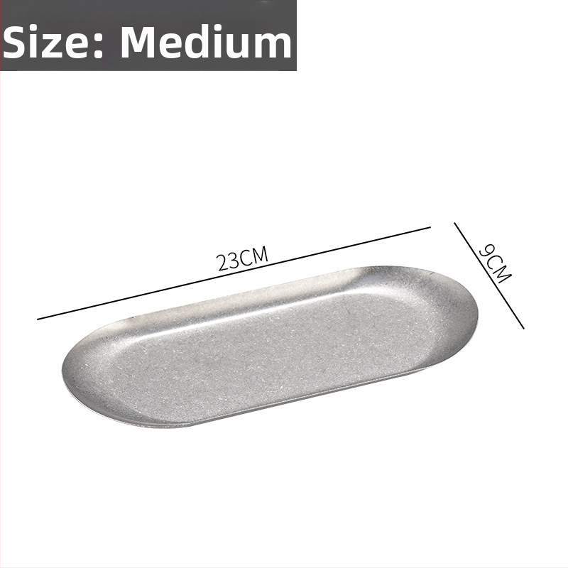 Nerūsējošā tērauda nordiskā stila servēšanas trauks ar neregulāras ovālas formas, piemērots viesnīcām, maltītei un tējai, mikroviļņu drošs