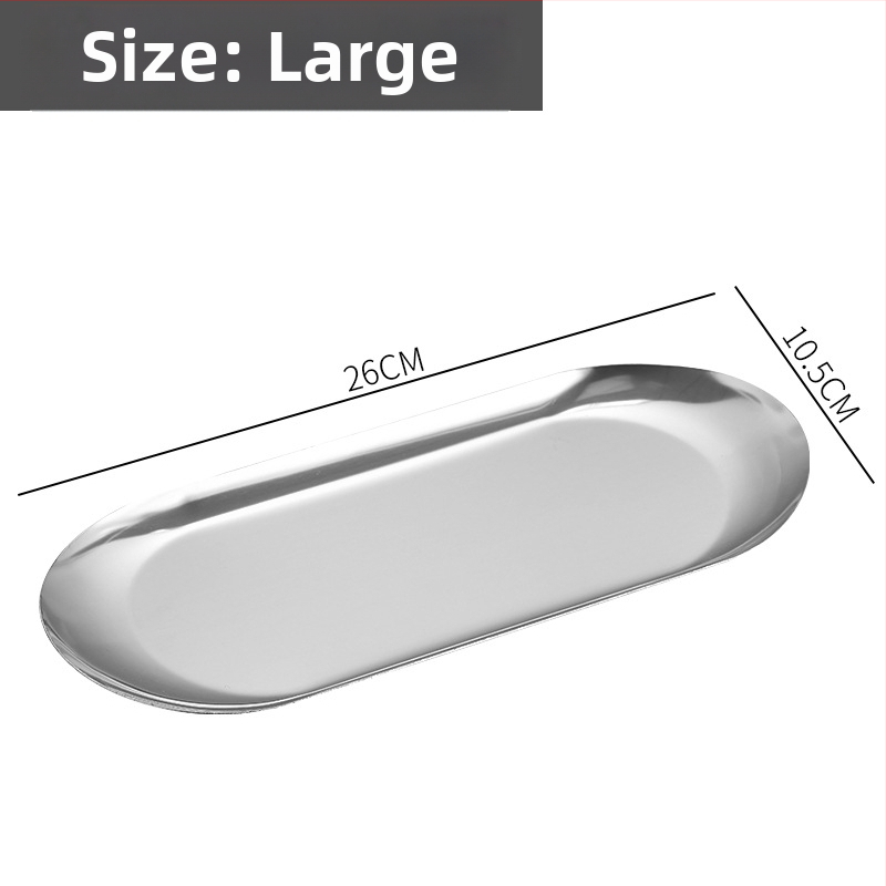 Nerūsējošā tērauda nordiskā stila servēšanas trauks ar neregulāras ovālas formas, piemērots viesnīcām, maltītei un tējai, mikroviļņu drošs