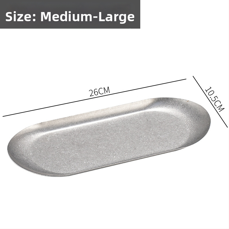 Nerūsējošā tērauda nordiskā stila servēšanas trauks ar neregulāras ovālas formas, piemērots viesnīcām, maltītei un tējai, mikroviļņu drošs