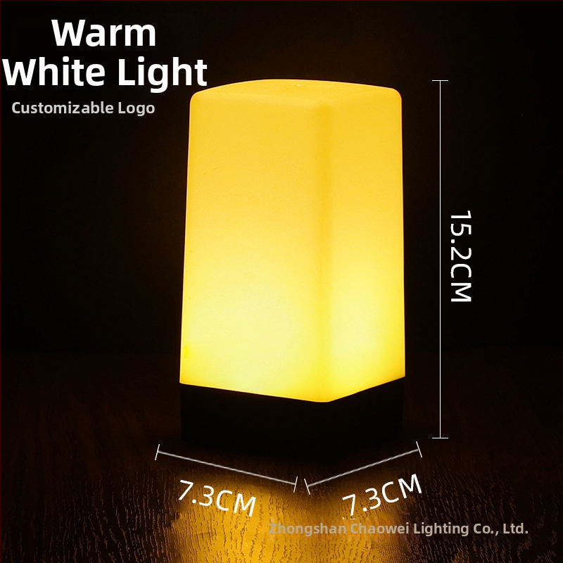 LED įkraunama naktinė lempa stalinei lempai, kvadratinis modelis HT-TD1W020, plastikinis laikiklis, modernus minimalistinis stilius, OEM logotipas