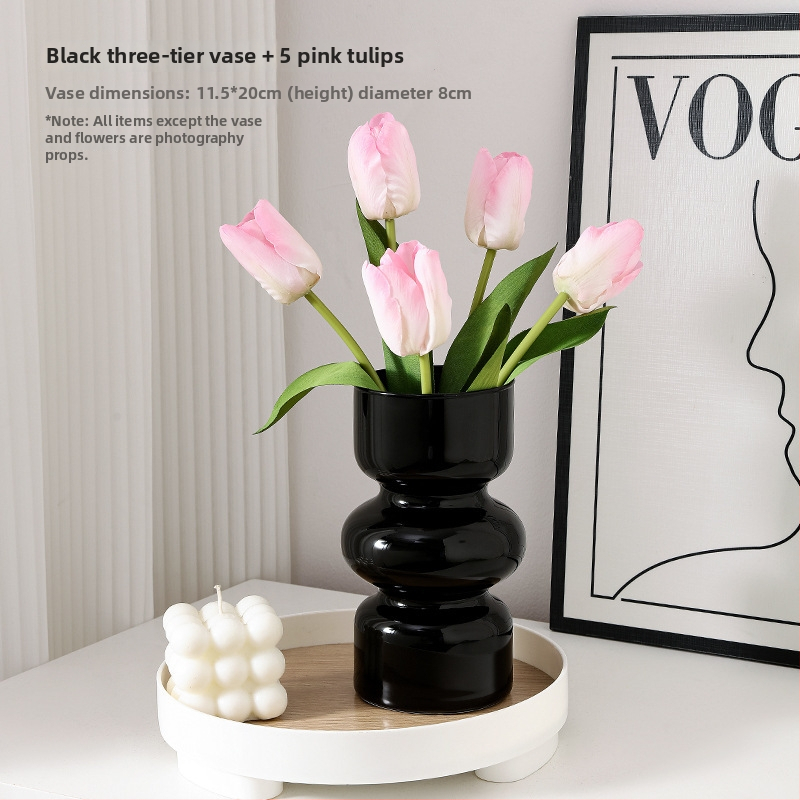 Melna keramikas vāze galdam un viesistabai — minimālistisks dizains (Materiāls: Keramika; Kategorija: Vāze; Zīmols: Nothing; Stils: Cits)