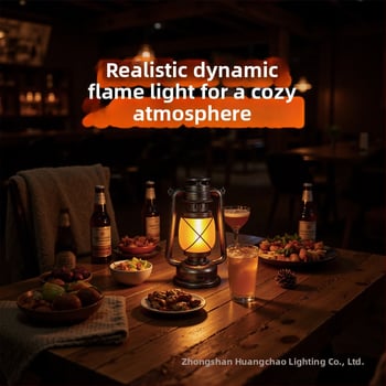 Baro stalo lempa su retro lanterno dizainu, plastikinis korpusas, modelis HT-TD1W291, ≤36V, nakties žiburėlis, aplinkos apšvietimas, DIY papuošalai