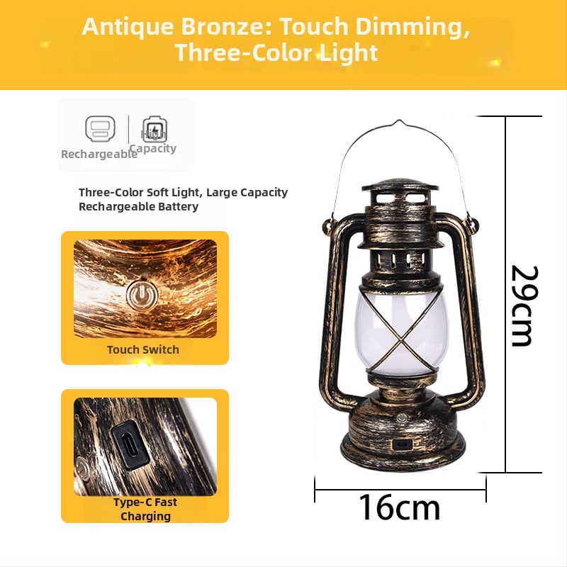 Baro stalo lempa su retro lanterno dizainu, plastikinis korpusas, modelis HT-TD1W291, ≤36V, nakties žiburėlis, aplinkos apšvietimas, DIY papuošalai