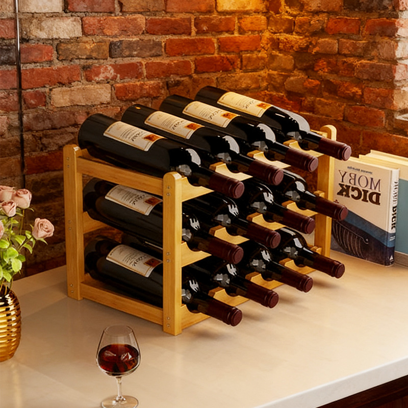 Koka vīna displeja statīvs mājām, bez urbšanas uzstādīšana, Jauns ķīniešu stils, svars 900 g