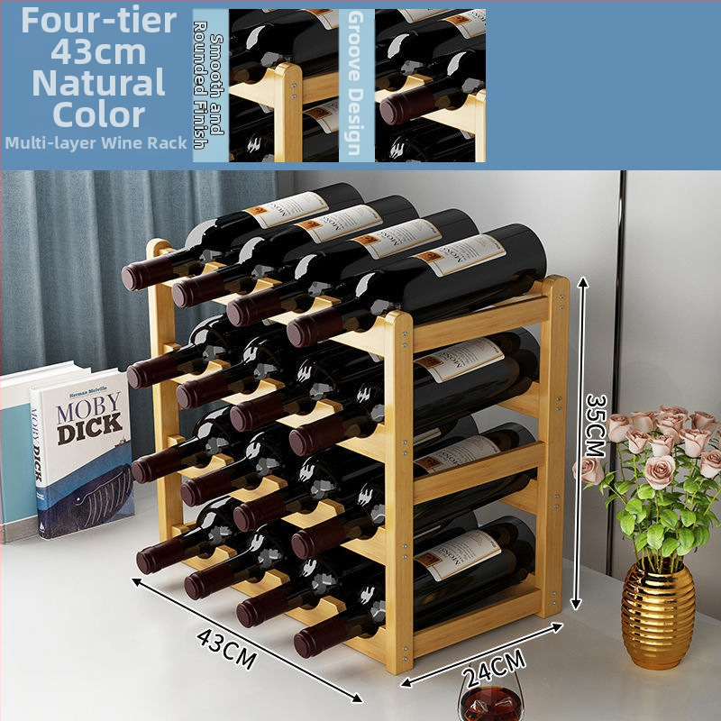 Koka vīna displeja statīvs mājām, bez urbšanas uzstādīšana, Jauns ķīniešu stils, svars 900 g