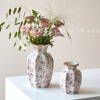 Aštuonkampė keraminė vaza, pastoralinis stilius svetainei