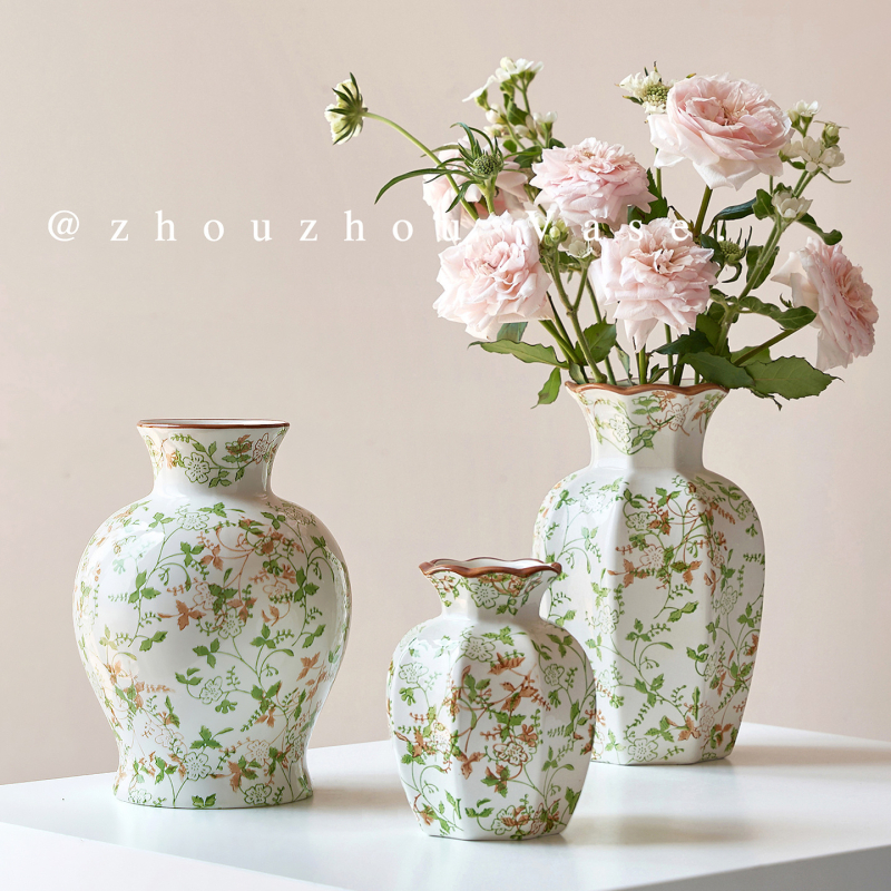 Aštuonkampė keraminė vaza, pastoralinis stilius svetainei