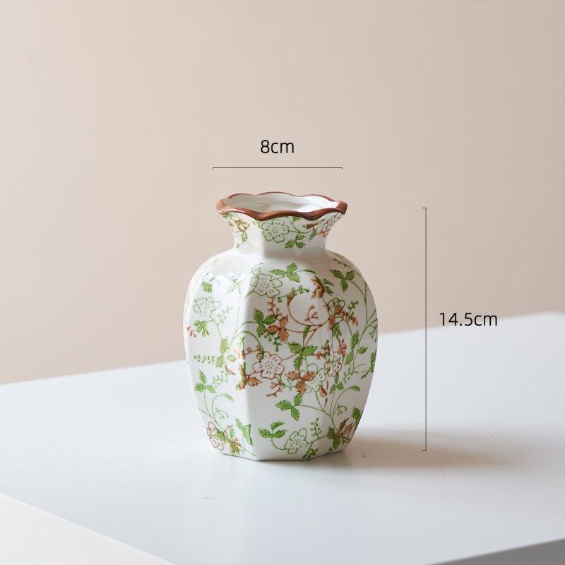 Aštuonkampė keraminė vaza, pastoralinis stilius svetainei