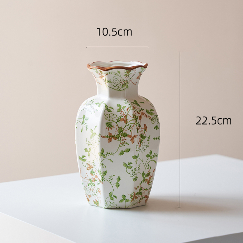 Aštuonkampė keraminė vaza, pastoralinis stilius svetainei