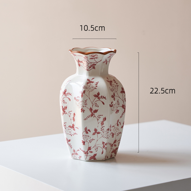 Aštuonkampė keraminė vaza, pastoralinis stilius svetainei