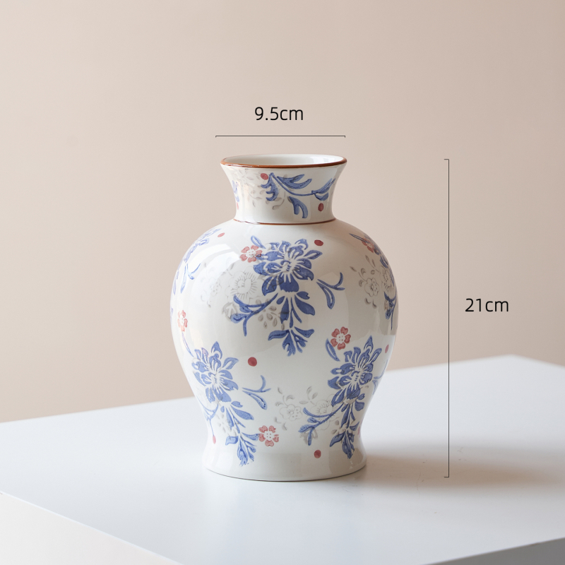 Aštuonkampė keraminė vaza, pastoralinis stilius svetainei