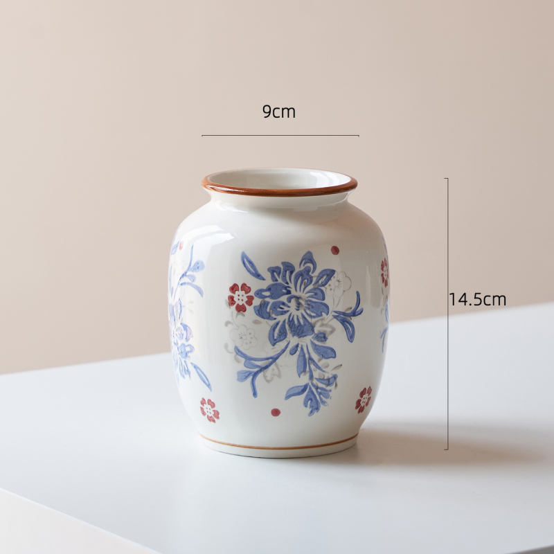 Aštuonkampė keraminė vaza, pastoralinis stilius svetainei