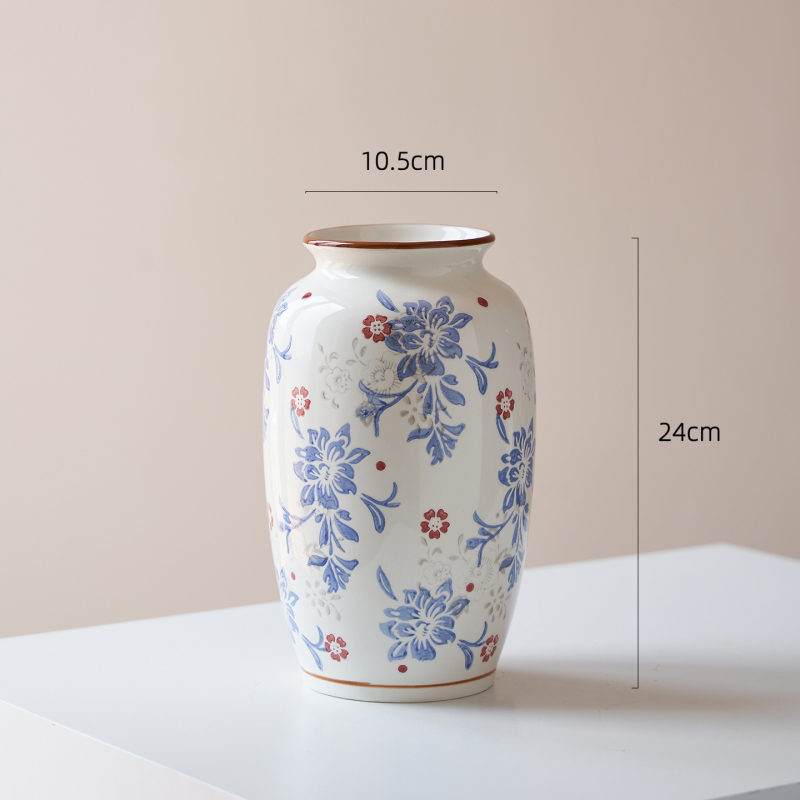 Aštuonkampė keraminė vaza, pastoralinis stilius svetainei