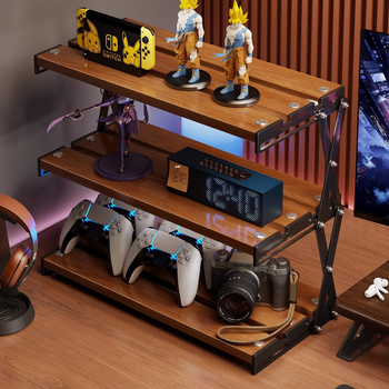 Datorgalda uzglabāšanas plaukts, saliekams kafijas krūžu turētājs, daudzslāņu galda organizētājs, moderns vienkāršības stils, oglekļa tērauds + koks, modelis 2303059429383832576